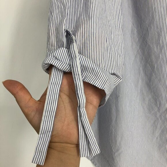 Aritzia Babaton Malik off the shoulder blouse, blue & white stripes 100% cotton - Picture 10 of 16